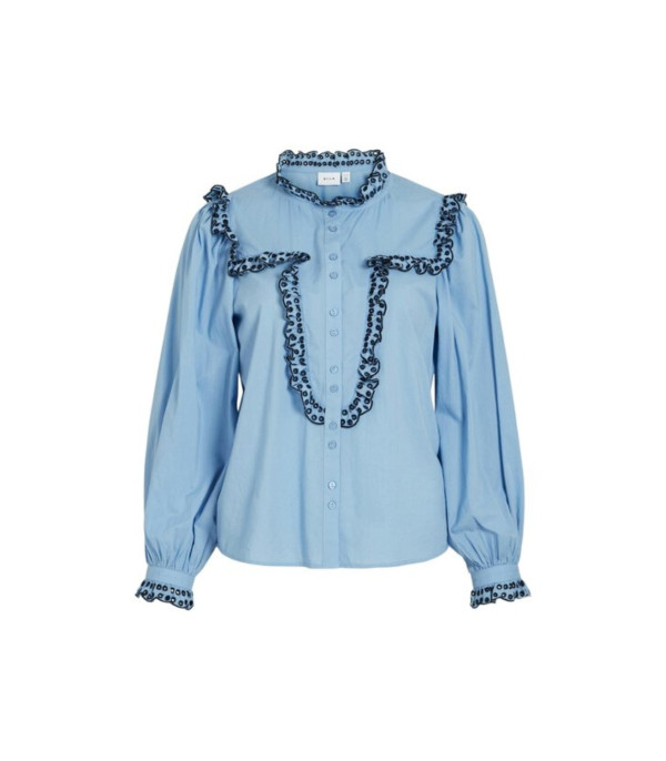 Blusa azul de puntilla