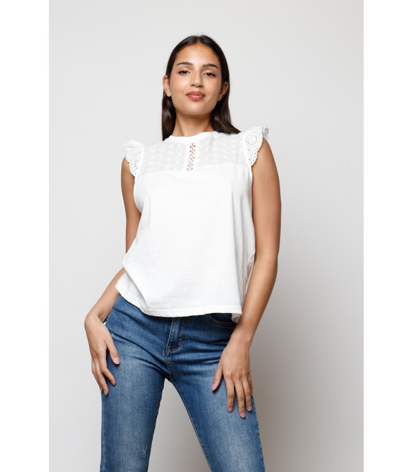 Top gipur blanco