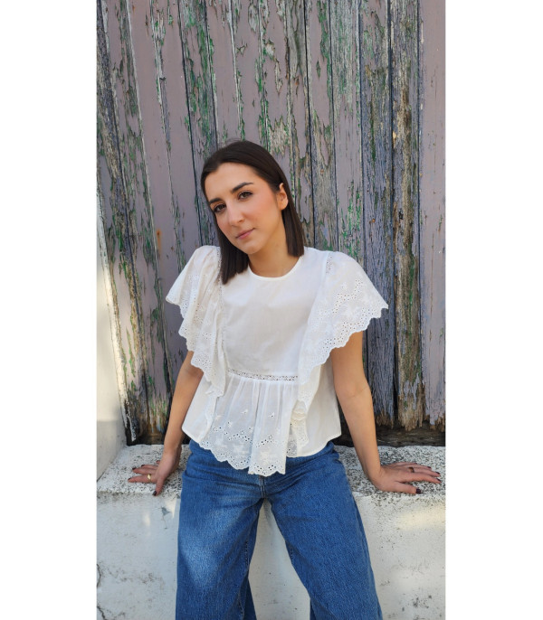Blusa gipur blanca