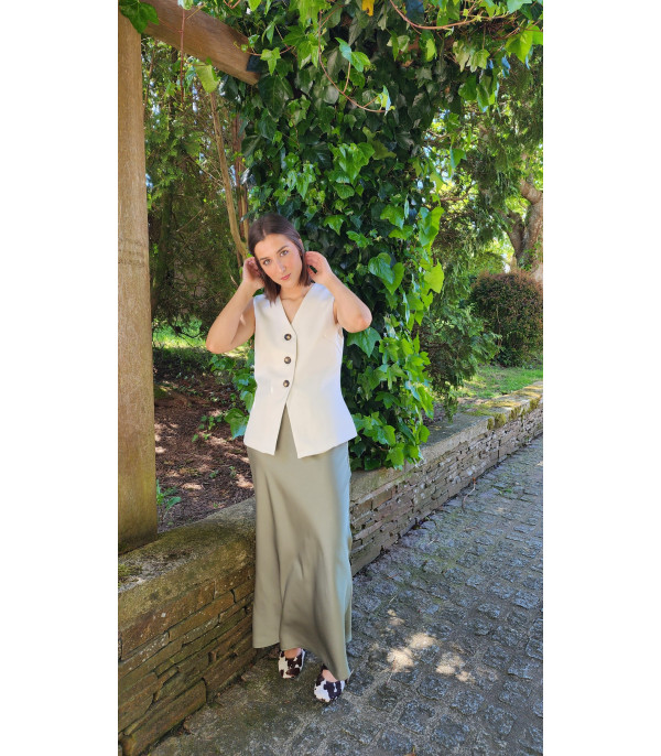 Falda Satinada Oil Green